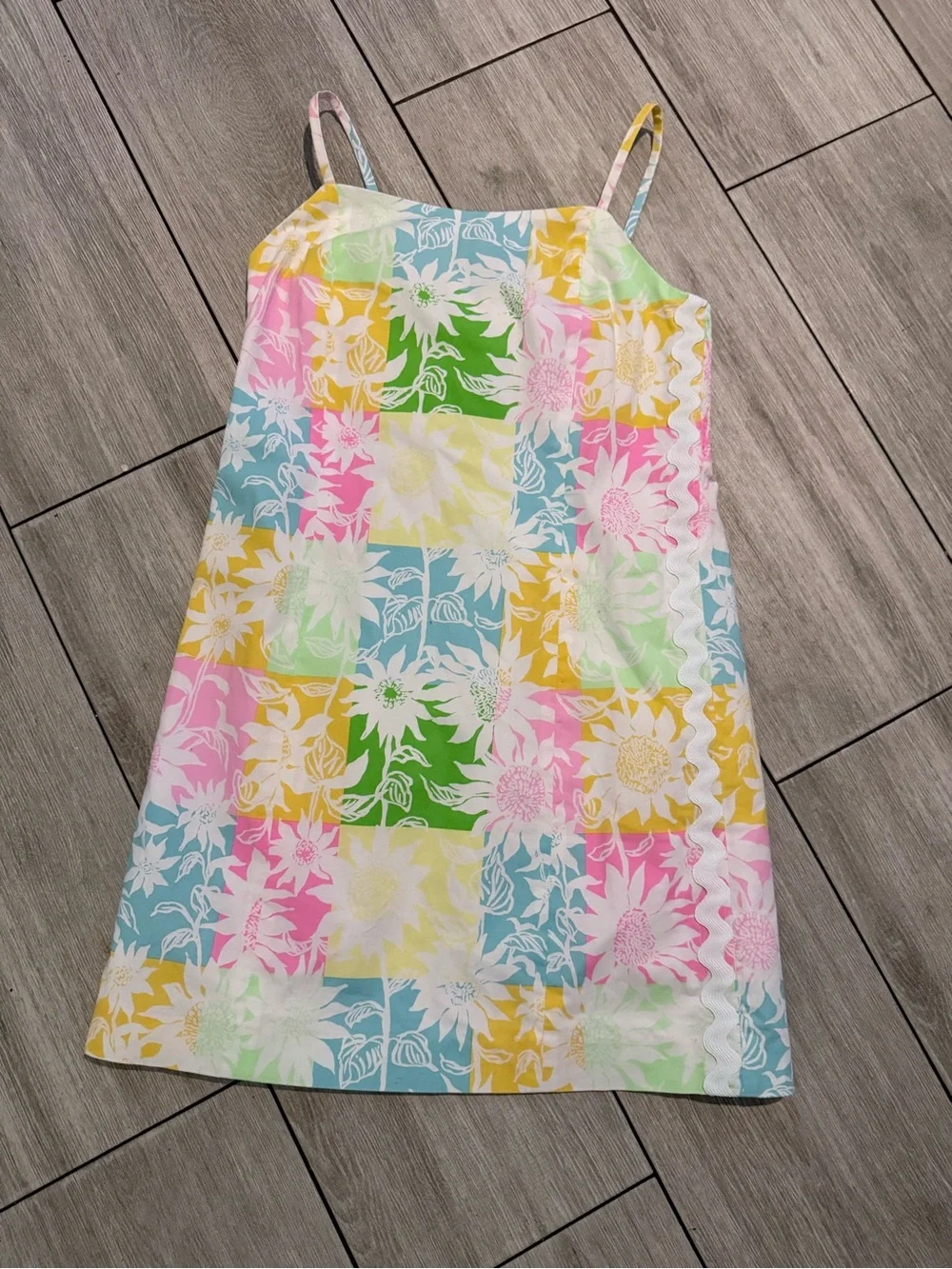 Lilly Pulitzer Pastel Patchwork Floral Spaghetti-Strap Dress